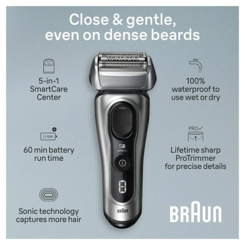 Braun Series 8 8567cc 5 in 1 Mens Electric Foil Shaver Smart-Care Center Razor A